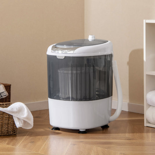 2 in 1 Mini Single Tub Washer Semi-automatic Spin Dryer-Grey