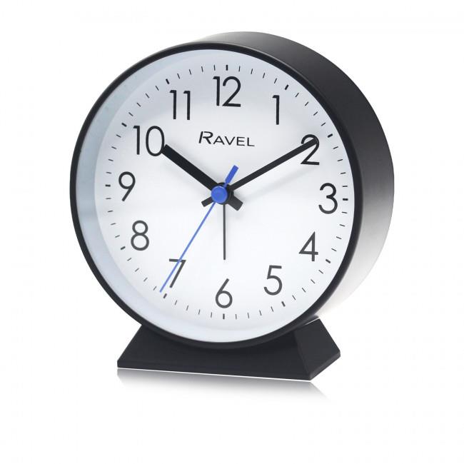 Ravel Bedside Modern Round Large Alarm Clock Black RC049.3