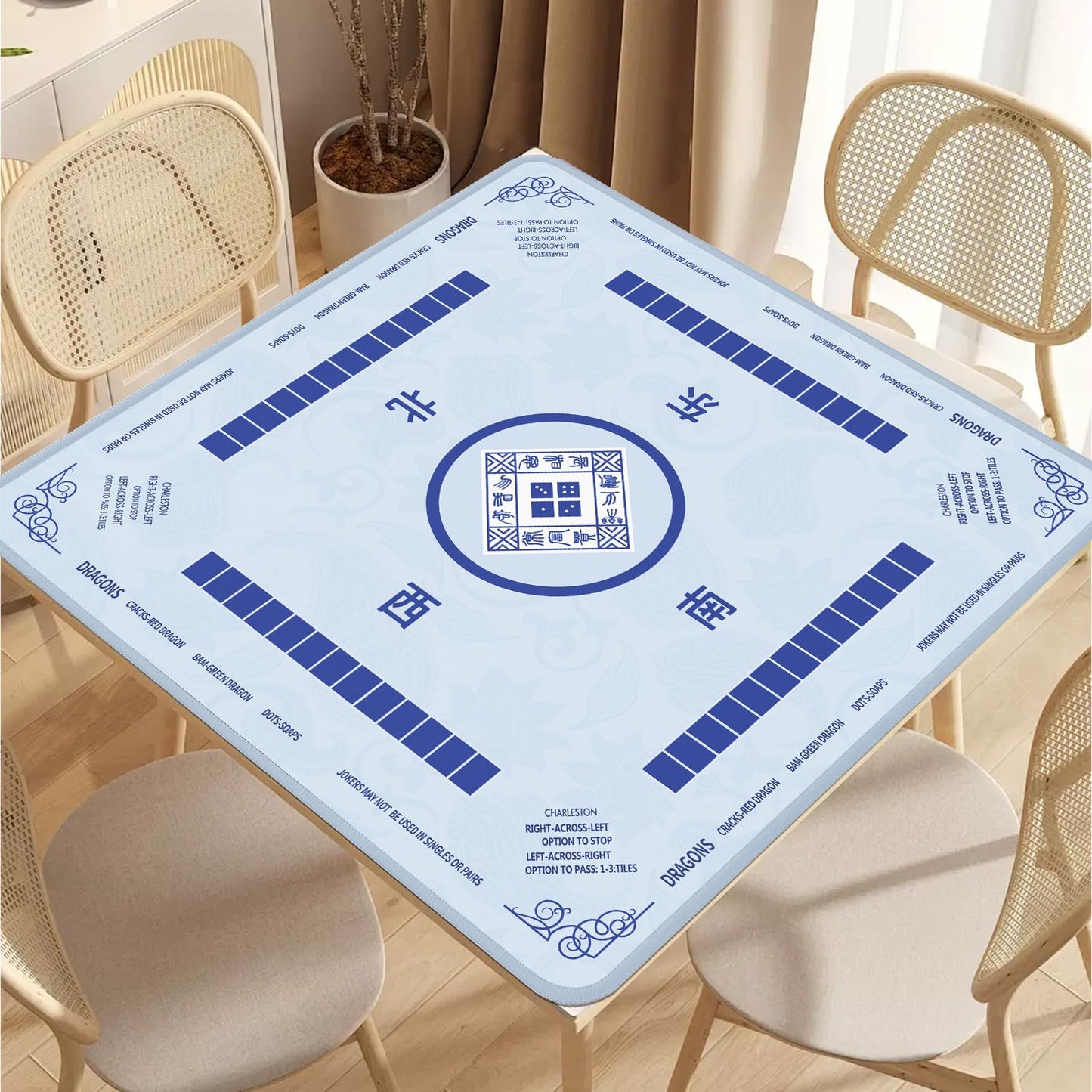 2F22E Mahjong Mat 32.4 x 32.4 in – Noise-Reducing, Non-Slip Table Mat (Sky Blue)