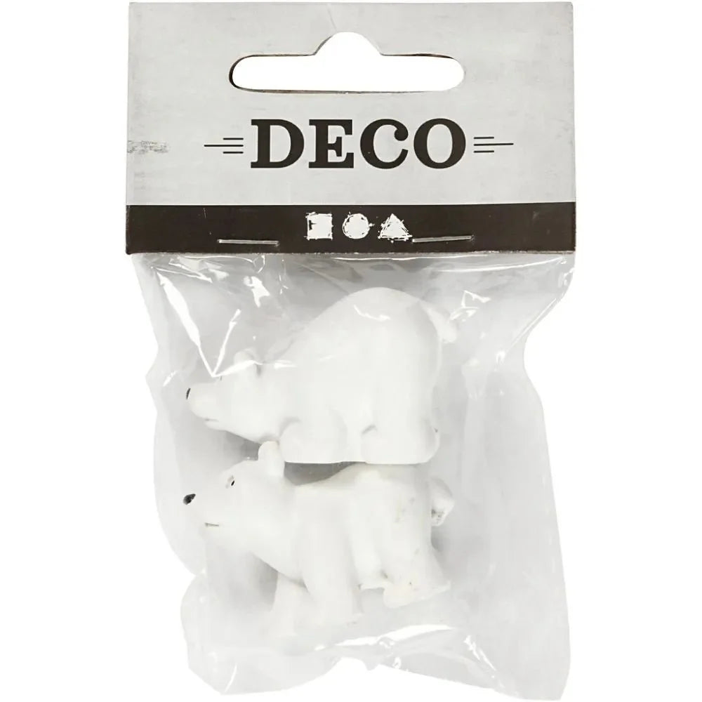 2 x Polar Bear Figurines 45mm Cute Models Figurines