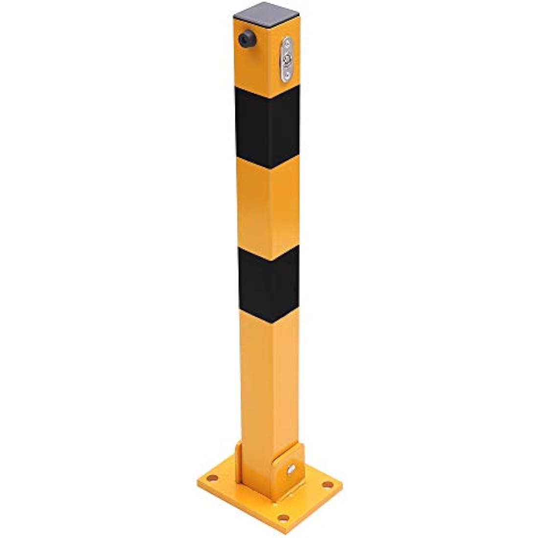 TOPWAY Car Parking Space Lock Bollard, Yellow and Balck Lockable Fold Down Car Parking Barrier Post, Private Car Park Driveway Guard Saver Blocker, Upper Lock, 60cm Height 161892