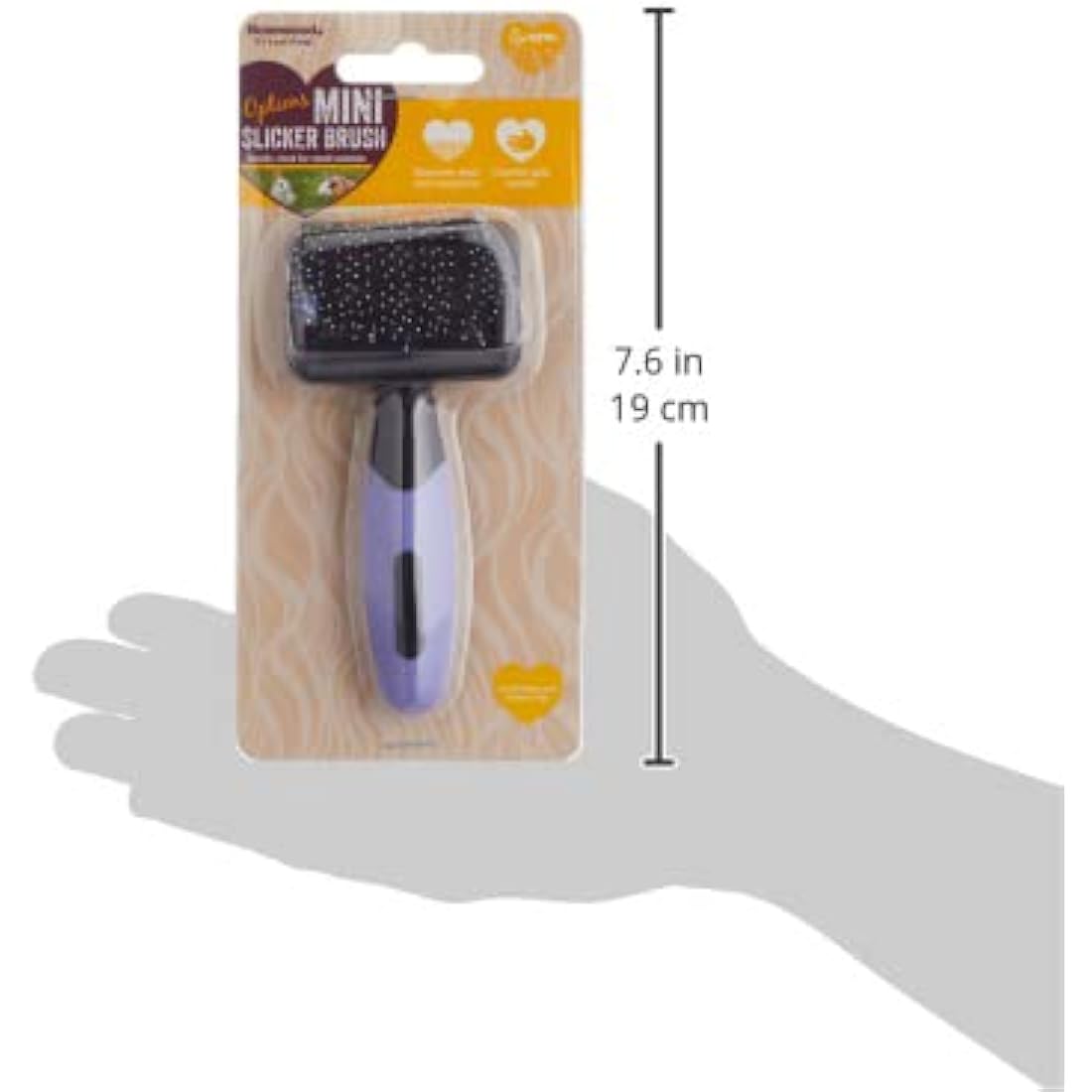Rosewood Options Mini Slicker Brush for Small Animals, Gentle Brush, Ideal for Rabbits & Guinea Pigs, Black/Purple