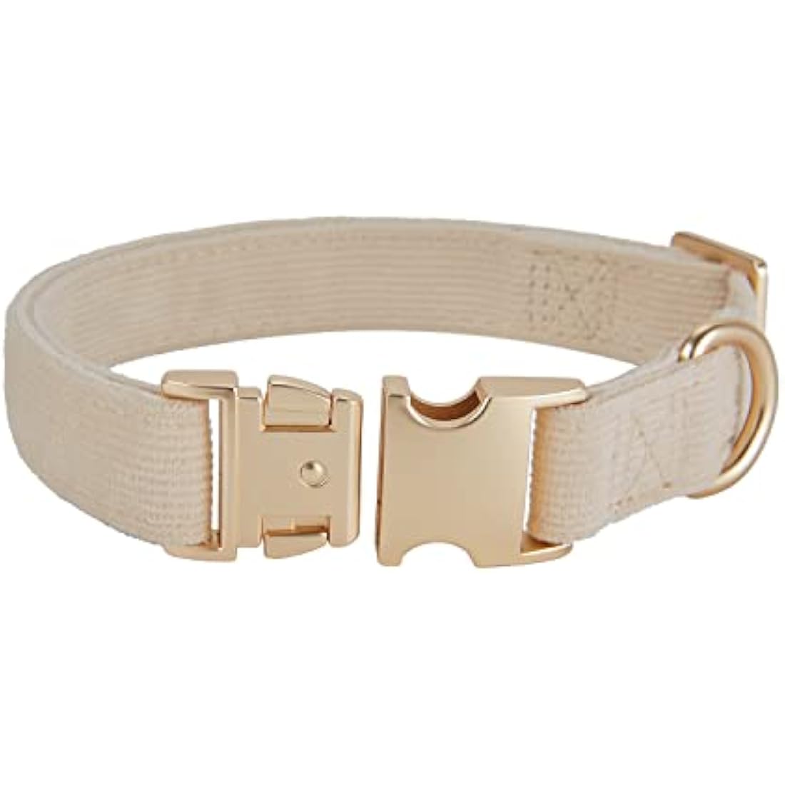 YUDOTE Ultra-soft Dog Collar Natural Cotton Corduroy Made for Small Dogs with Sensitive Skin,Creamy White