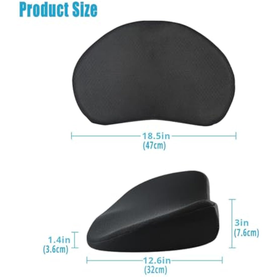 OLYDON Car Seat Cushion for Driving - Comfort Memory Foam for Car Driver Seat- Back Support & Pain Relief - Car Travel Accessories for Long Trips (Black)