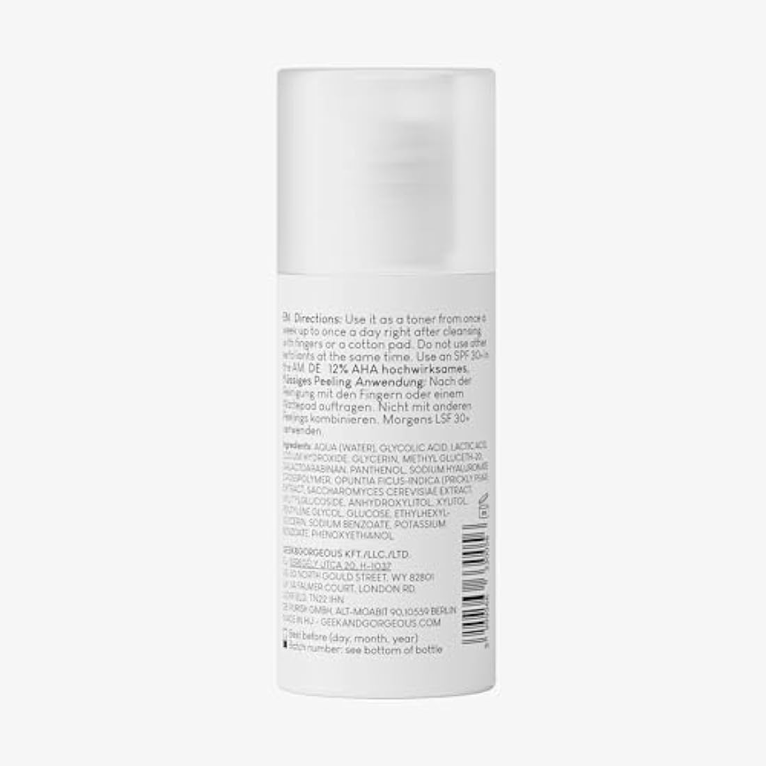 Geek & Gorgeous Smooth Out 12% AHA + Cactus Liquid - liquid exfoliant, gives healthier & younger-looking skin - all skin types, 100ml