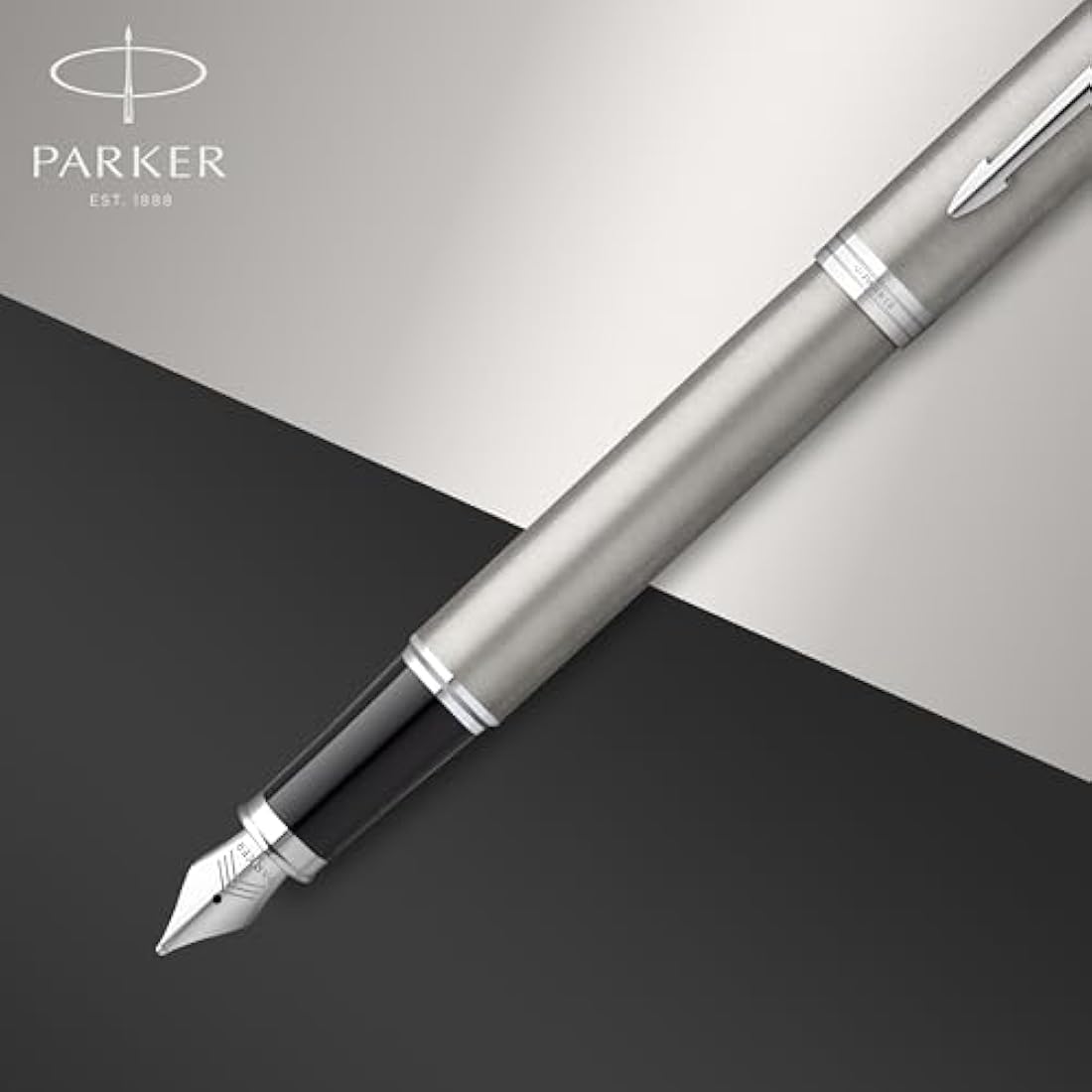 Parker IM Duo Gift Set with Ballpoint Pen & Fountain Pen | Stainless Steel Chrome Trim | Blue Ink Refill & Cartridge | Gift Packaging