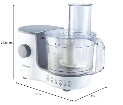 Kenwood Compact Food Processor, 1.4L Bowl, Blender, Emulsifying, Chopping Blade, Shredder Disc 400W, FP120, White