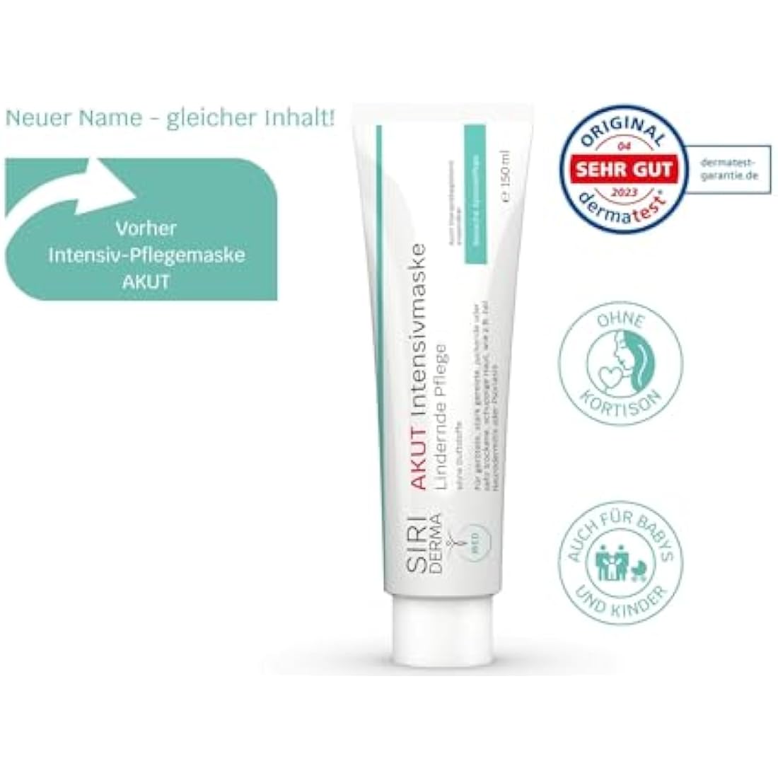 SIRIDERMA Acute Intensive Care Mask | Fragrance | Basic Cream Mask | 150 ml | Vegan Skin Care for Extremely Irritated and Flaking Skin