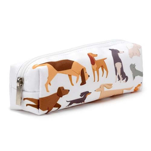 Puckator Barks Dog Canvas Pencil Case - School Equipment Stuff - Pencil Cases - Large Capacity Preppy Pencil Case - Zipper Pouch - Office Essentials - Pencils Case Cute - Pencilcase - Pen Case