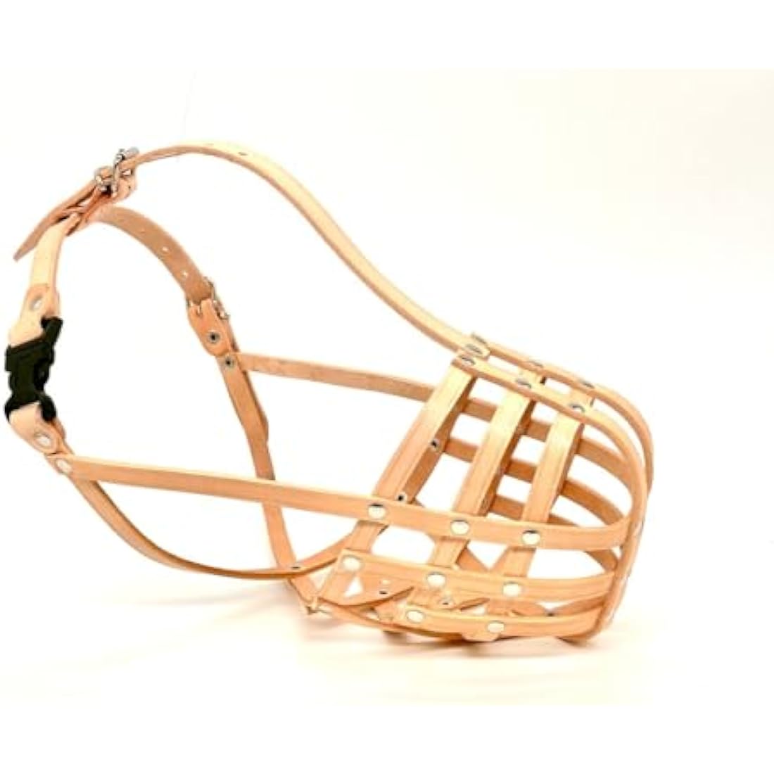 New Genuine Light Leather Dog Muzzle for Dogue de Bordeaux and Bullmastiff and and other similar breeds (Brown Leather, DB-3)