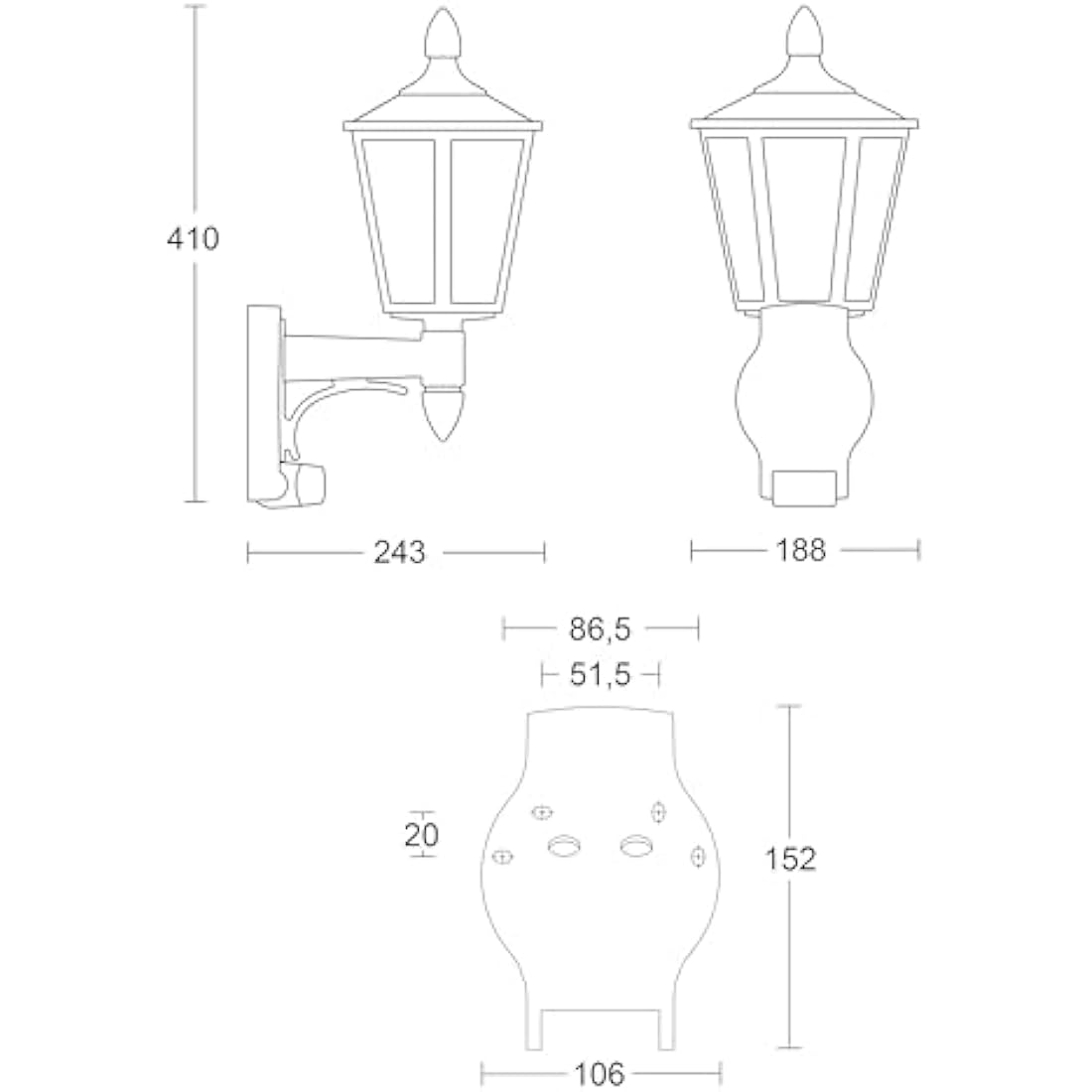 Steinel Outdoor Wall Light L 15 S black- 180° Motion Sensor, 10 m Reach,max. 60 W, Classic Design, for Entrance and Fronts