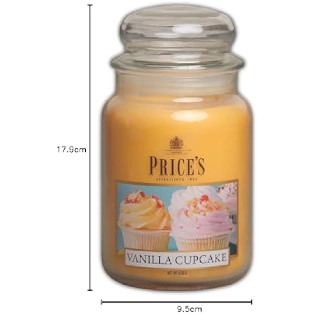 Price's - Vanilla Cupcake Large Jar Candle - Sweet, Delicious, Quality Fragrance - Long Lasting Scent - Up to 150 Hour Burn Time