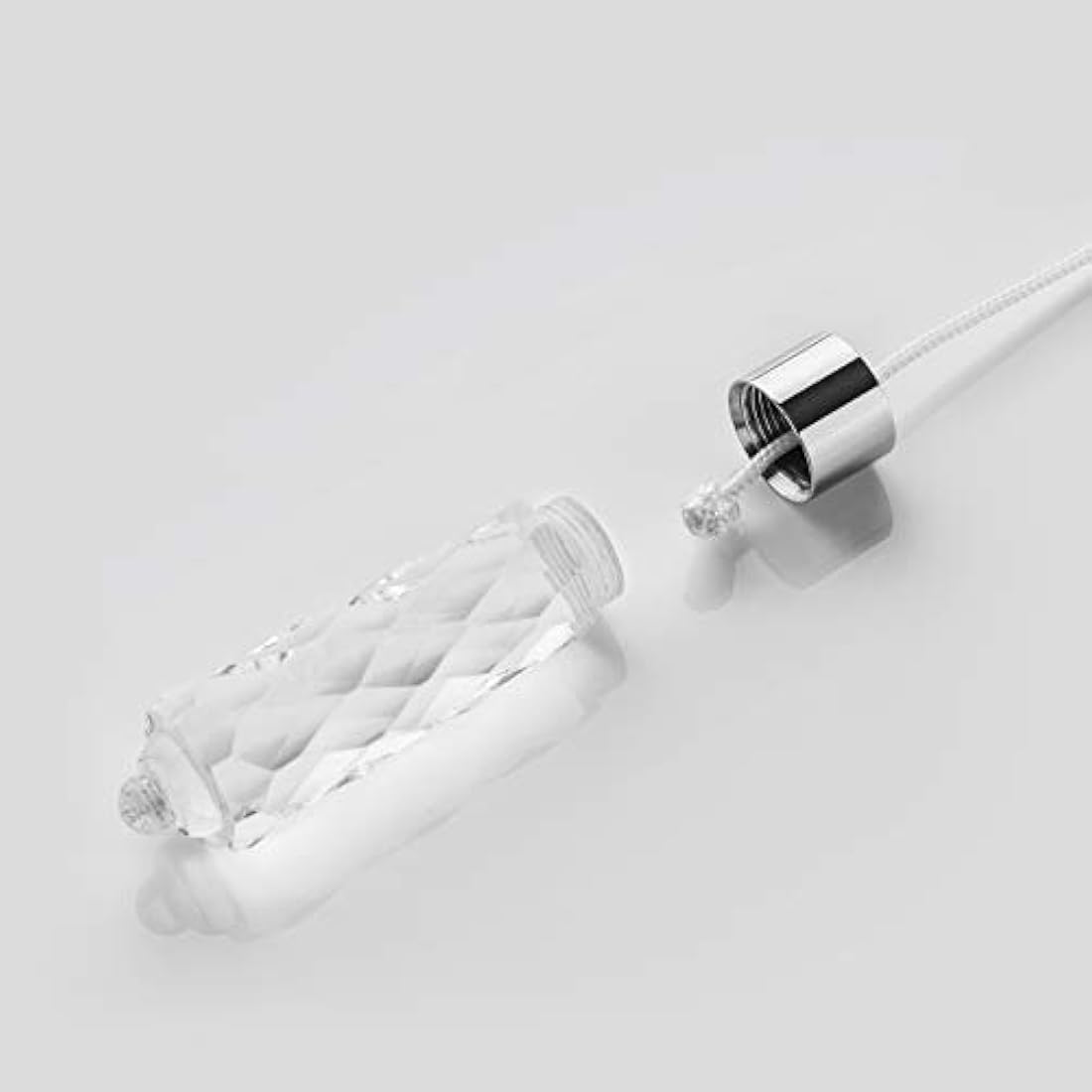 Penbrice Interiors Bathroom light cord pull - Glass effect solid clear acrylic teardrop with chrome design