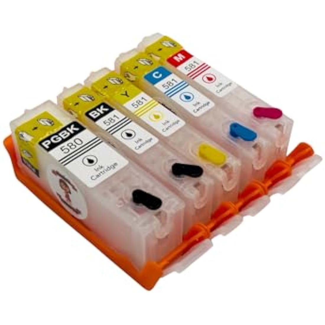 Refillable Katie's Edible PGI-580BK / CLI-581 BK/C/M/Y Ink Cartridges (580xl / 581xl) Compatible With Canon TS705 Printer Full Set With Auto Reset Chips