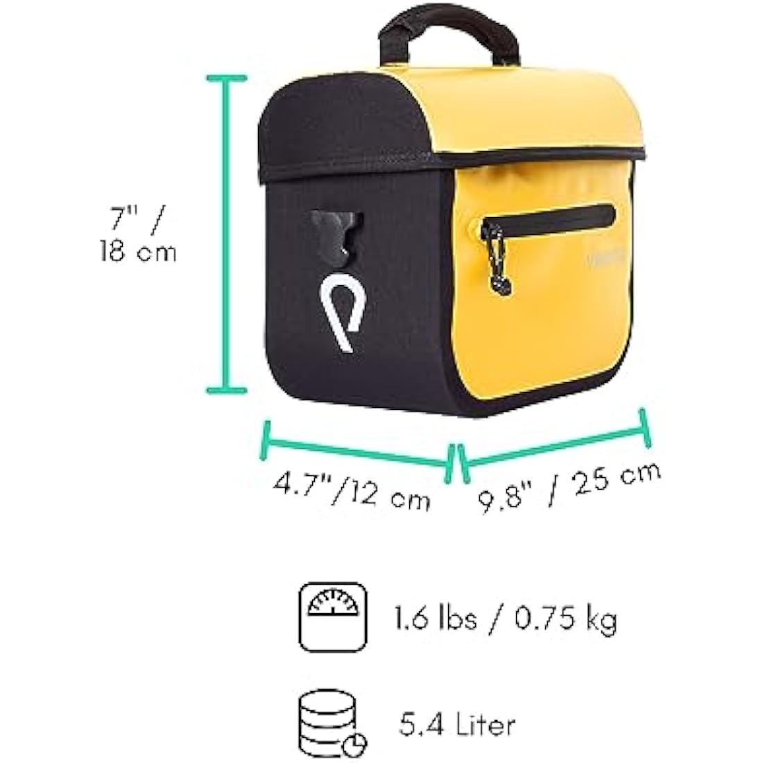 Vincita X-Cooper Water Resistant Front Bag - Bike Bag for Brompton Folding Bicycle with Rear-Opening Magnetic Closure, Spacious Interior, Top Handle and Light Colour Lining (Yellow)
