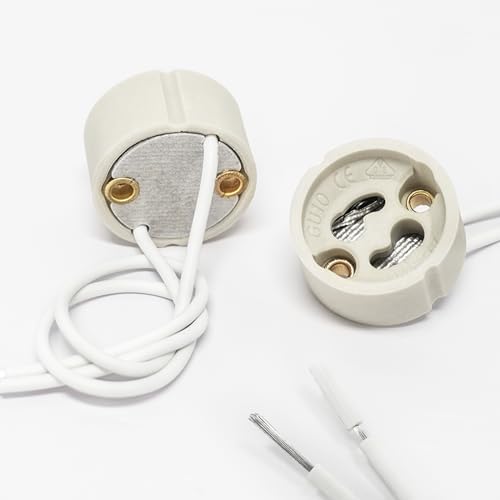 DiCUNO GU10 Lamp Holder 0.75mm² Silicon Wire GU10 Connector Ceramic Base for LED and Halogen,250V,Max 300W,50-Pack