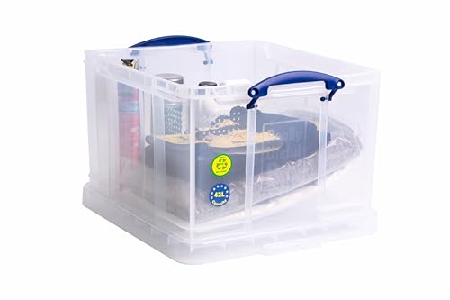 Really Useful Box Plastic Storage 42 Litre Clear (Pack Of 2)