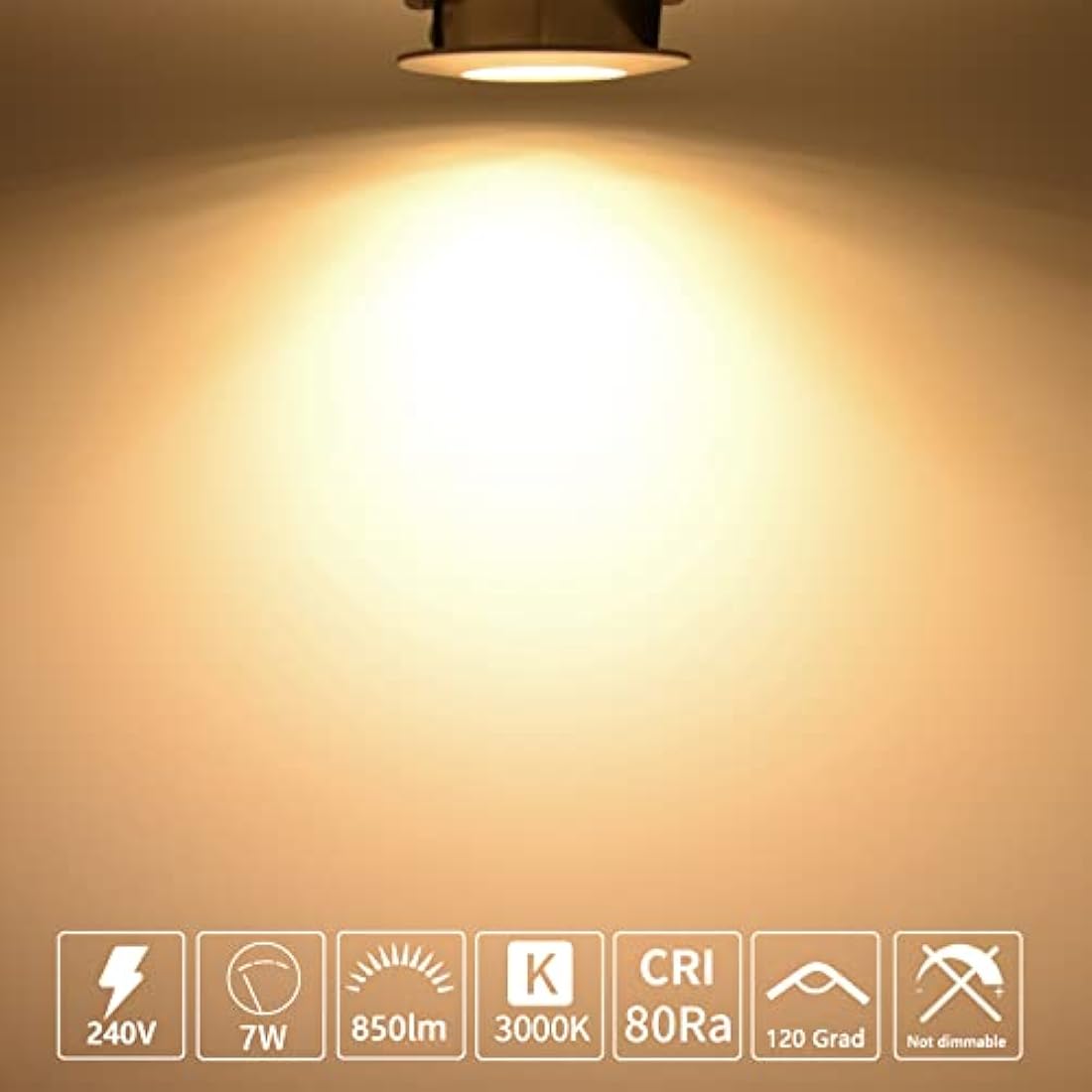HiBay 20x 7W Recessed Ceiling Lights Ultra Thin IP44 Spotlight Brushed Chrome Down Light Warm White LED Downlight 68mm Ceiling Hole for Bathroom Kitchen Outdoor Soffits
