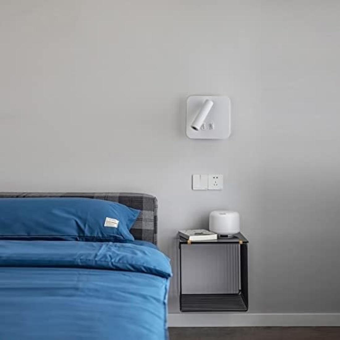 uksunvi LED Wall Mounted Lamp,Bedside Reading Wall Light,12W LED Wall Lamp, Adjustable Spotlight (3W +9W 3000K Warm Light) (White Square)