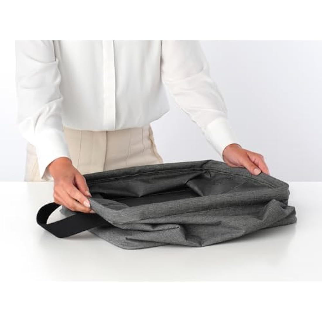 Brabantia - Foldable Laundry Basket 35L - Water Resistant Hamper for Wet & Dry Laundry - Storage Basket for Clothes and Linen - Soft Handles - Garment Washing - Home Accessory - Pepper Black