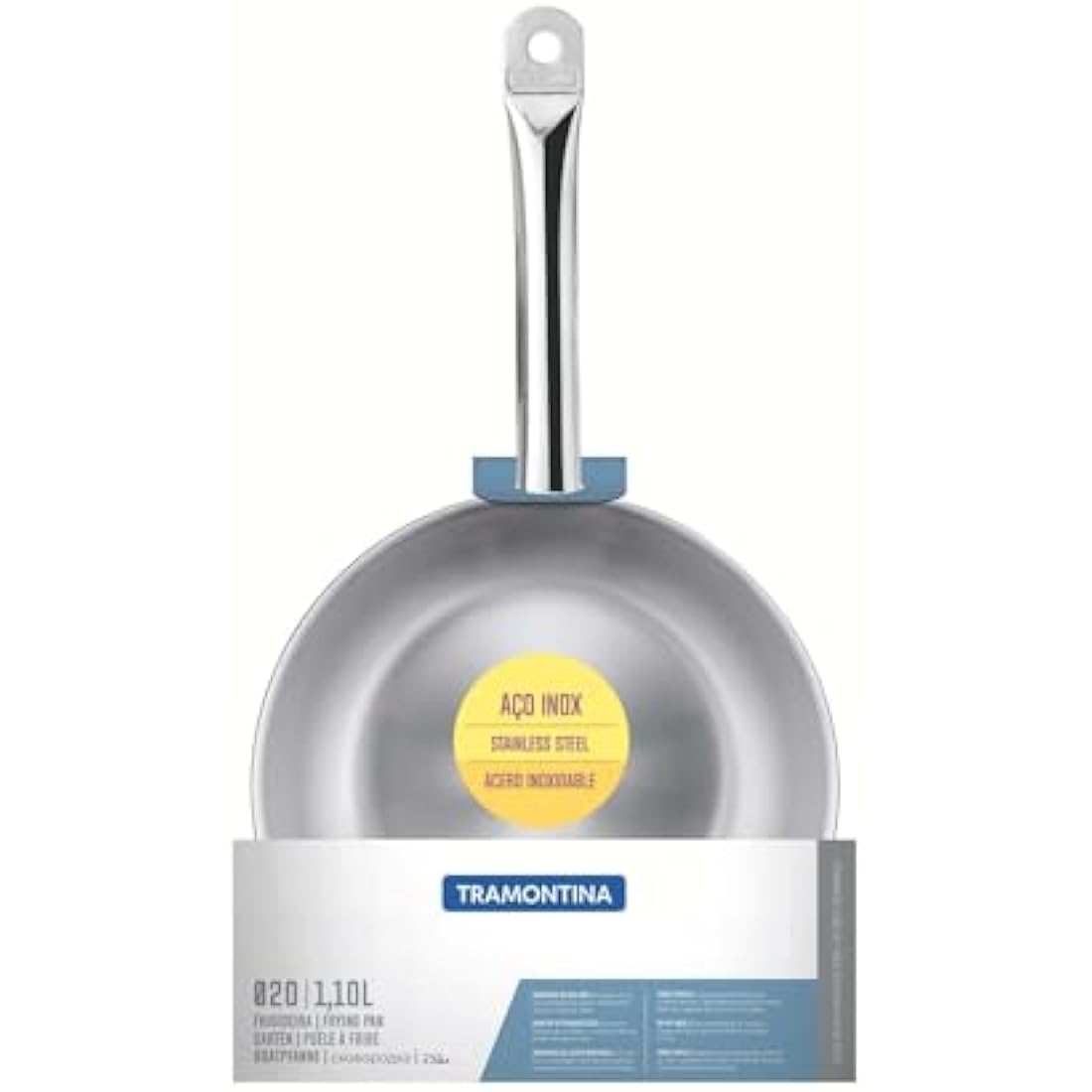 Tramontina 20-cm 1.1L, Stainless Steel Frying Pan, for Induction Hobs, Gas, Ceramic, Electric, Oven and Dishwasher-Safe