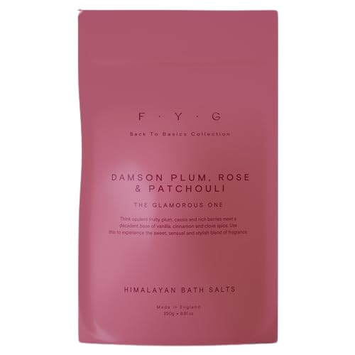 FYG - Himalayan Bath Salts, Damson Plum, Rose & Patchouli - with Vanilla, Cinnamon & Clove Spice - Himalayan Pink Salt - Soothes Skin & Calms