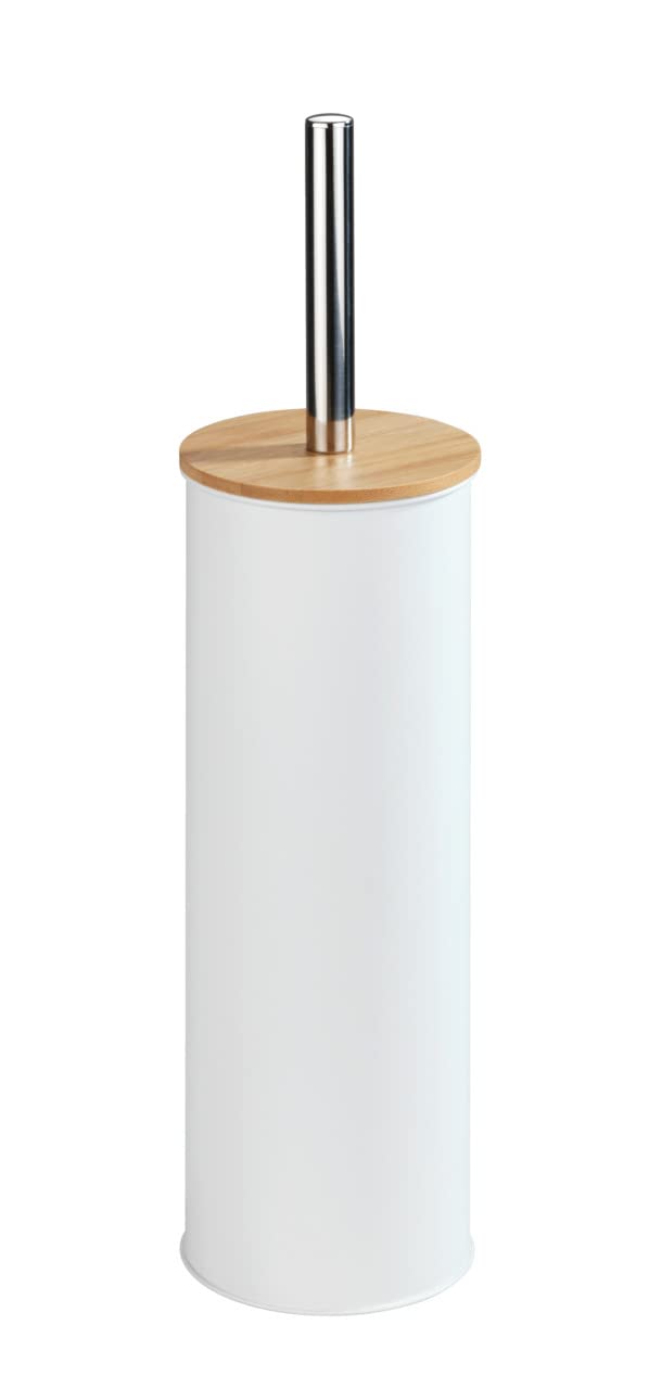 Wenko Tortona white toilet set - toilet brush holder, closed form, metal, 9.5 x 38.5 x 9.5 cm, white, 395 grams