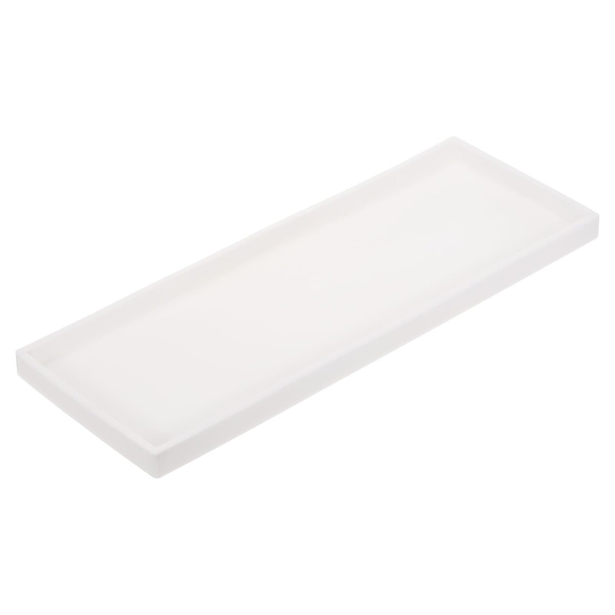 sourcing map Bathroom Vanity Tray, 15.7" x 6" Silicone Soap Dispenser Trays, Shatterproof Kitchen Sink Organizer for Soaps Keys Candle Trinket, White
