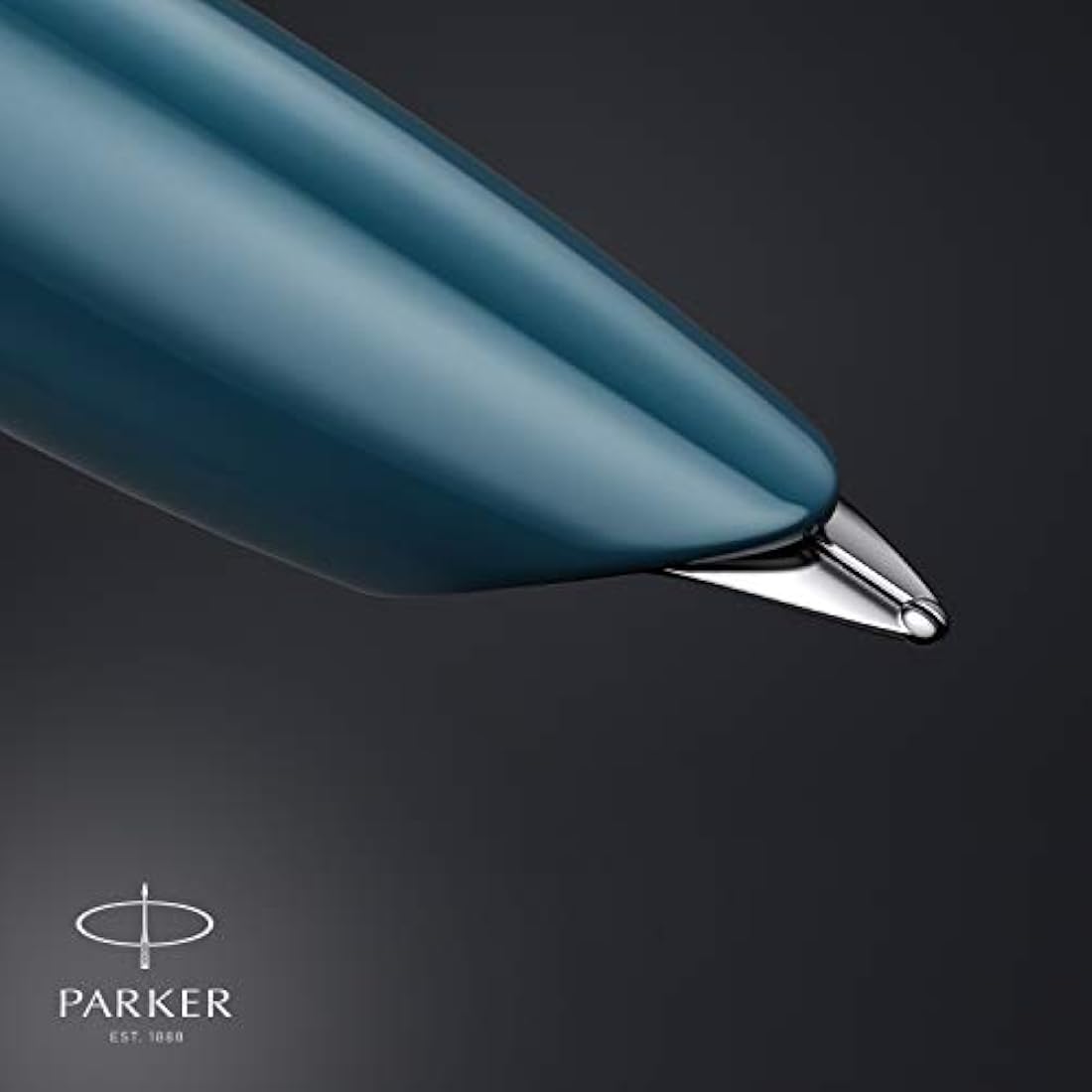 Parker 51 Fountain Pen | Teal Blue Barrel with Chrome Trim | Fine Nib with Black Ink Cartridge | Gift Box