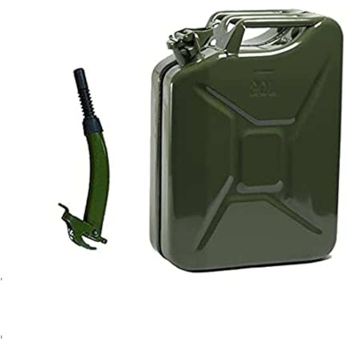 Opticare 20 Litre Green Metal Jerry Can With Spout (UN Approved, GS/TUV Certification)