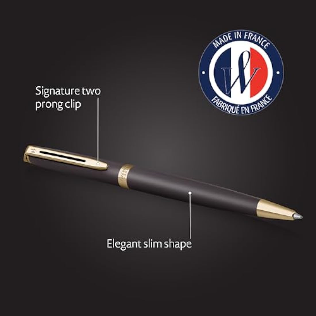 Waterman Hémisphère Ballpoint Pen | Lava Black (The Understated Edit Collection) | Medium Point with Blue Ink | Gift Box