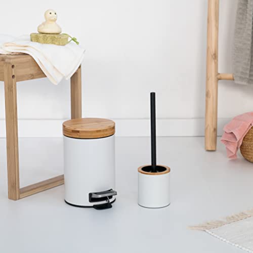 Kazai. 3L Designer Bathroom Bin | Superior Bamboo | Soft Closing | Anti-Finger | White