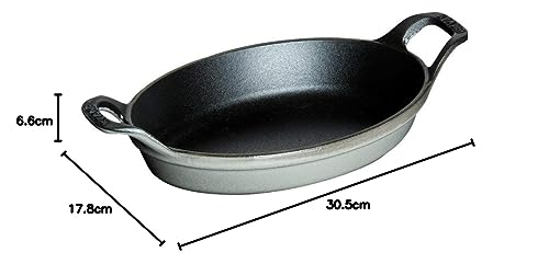 STAUB 40509-562-0 Oval Roasting Dish, 24 cm, Graphite Grey