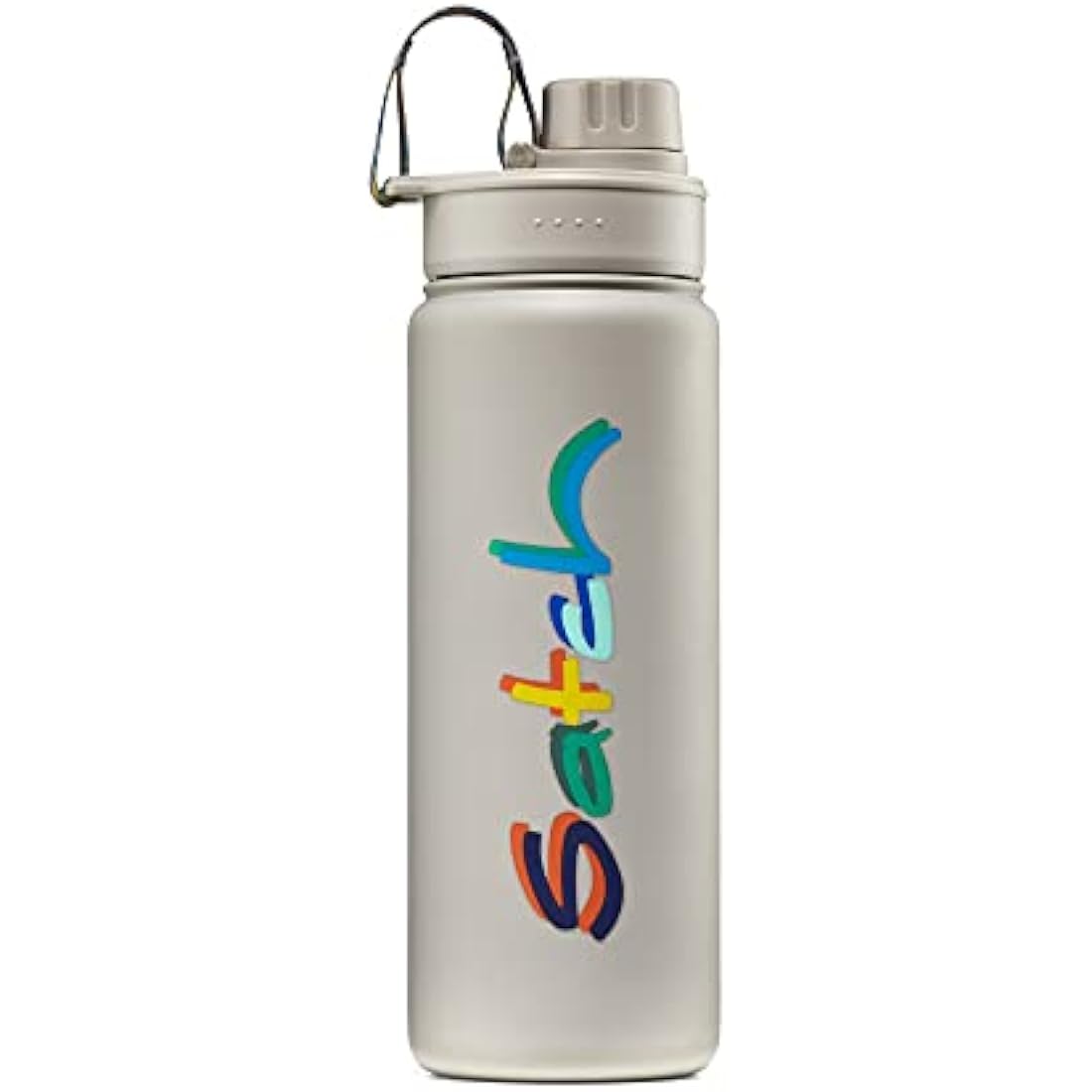 Satch Drinking Bottle Made of Stainless Steel, BPA-Free, 0.5 L, Leak-Proof and Suitable for Carbonated Drinks, for Hot and Cold Drinks, Colourful Mind, Beige
