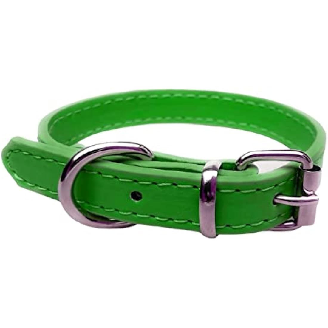 Vibrant Leather Dog Collar for Puppy, Cat, Kitten, Dogs - For Small, Medium, Large & Extra Large Pet Collars (Extra Large (45cm - 55cm Neck), Green)