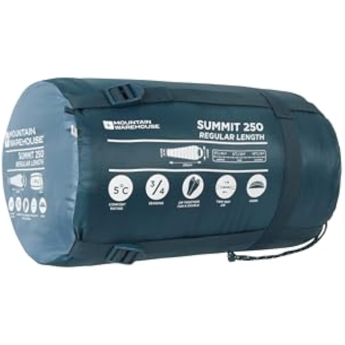Mountain Warehouse Summit 250 Sleeping Bag - 3/4 Season Insulated & Mummy Shaped Bag - For Spring Summer, Camping & Trekking
