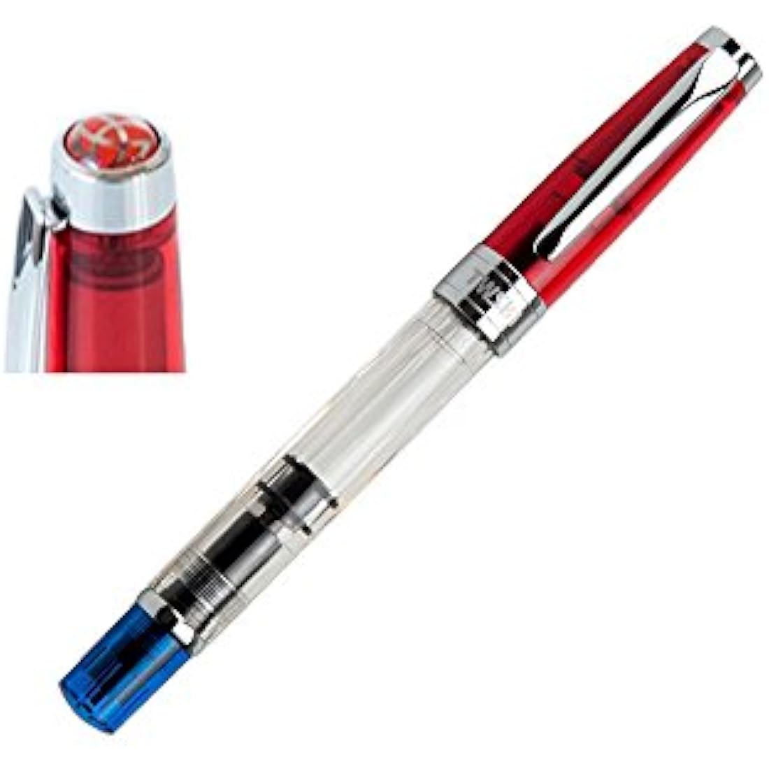 Twsbi Diamond 580 RBT Fountain Pen, Transparent, Blue / Red, M7446070 - M