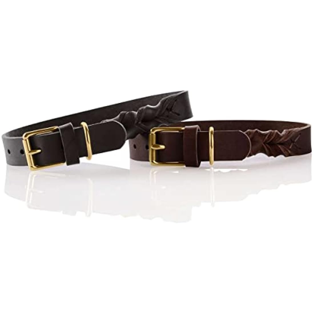 HUNTER Sansibar Solid Dog Collar Leather Heavy Duty Grippy Braided 40 (S) Dark Brown