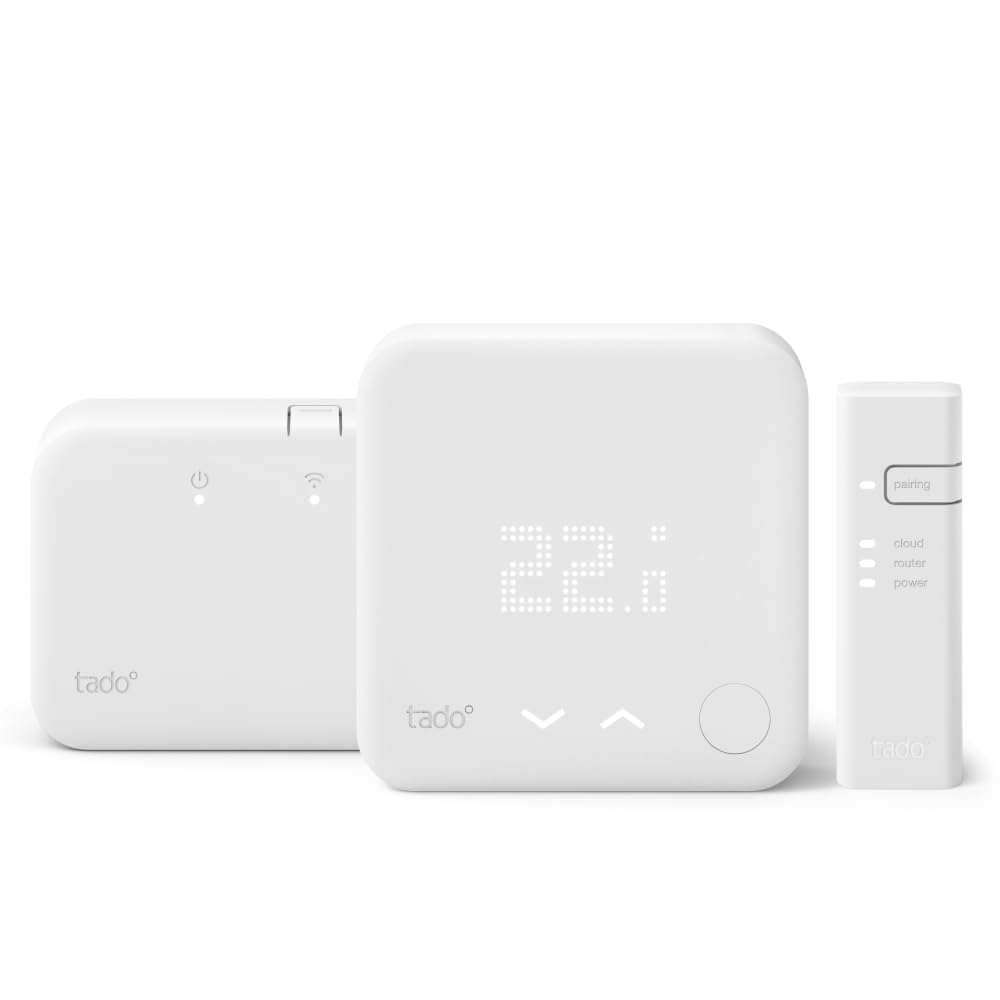 tado? Starter Kit - Wireless Smart Thermostat V3+ Incl. Programmer with Hot Water Control, Designed in Germany, Works with Alexa, Siri & Google