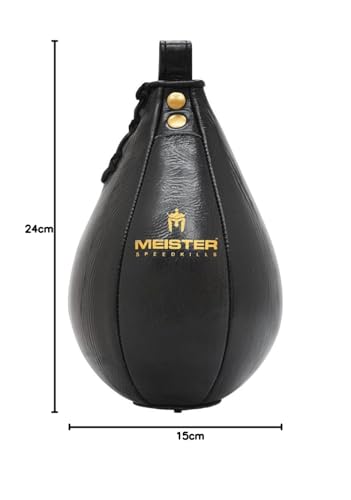 Meister SpeedKills Leather Speed Bag with Lightweight Latex Pocket - Black, Medium 9.5" x 6"