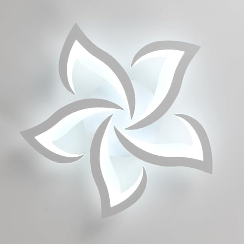 Comely Ceiling Lights Bedroom, LED Ceiling Lights 60W 6750LM, Cool White 6500K, Acrylic Petal Design Mordern Ceiling Lighting for Living Room Bedroom (Dia 60cm)