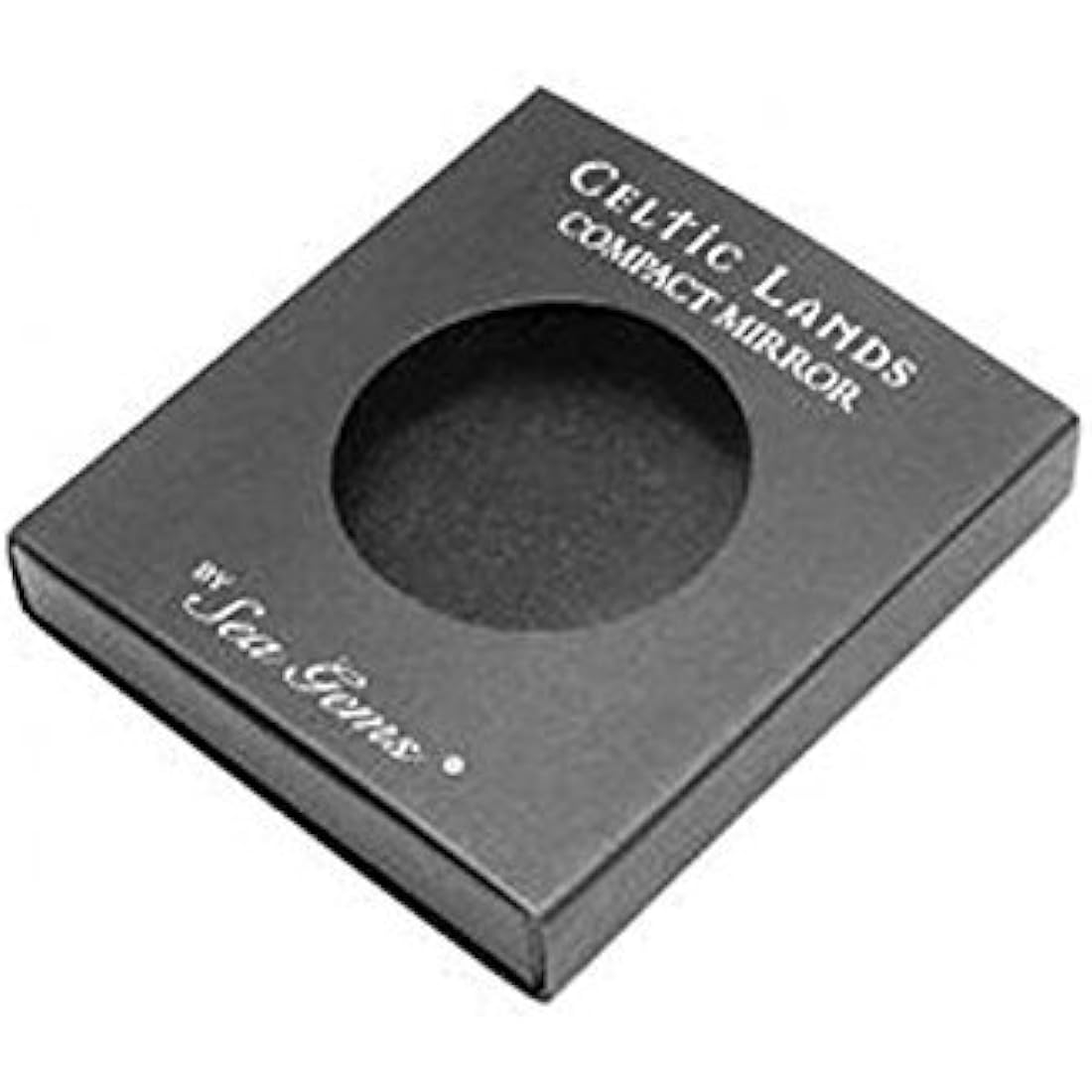 Really Nice Compact Mirror - Cats on Moon Design - Enamelled Pewterware