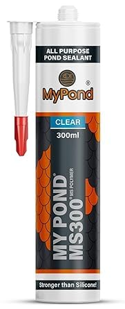 MyPond MS300 Marine Sealant Clear, Window Sealer, Pond Sealer for Leaks Concrete Glass Metal, MS Polymer Adhesive 4x Stronger than Aquarium Silicone
