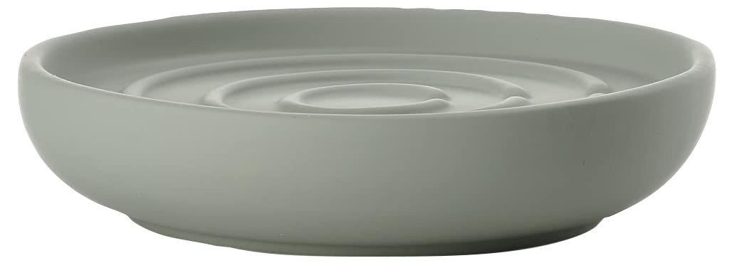 Zone Denmark Nova One Soap Dish, Soap Dish Made of Porcelain with Soft Touch Coating, Diameter 11 cm, Height 2.5 cm, Matcha Green
