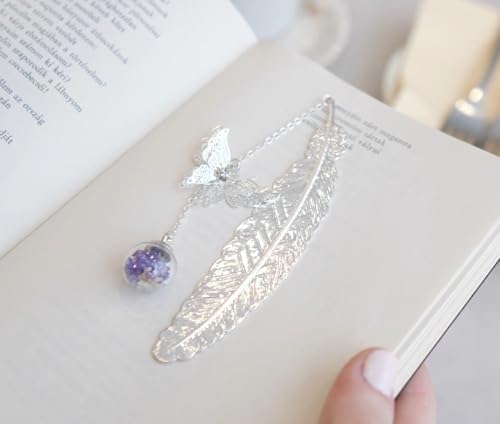 Toirxarn Silver Feather Bookmark - Thoughtful Mother’s Day Gifts for Mum, Unique Birthday Presents for Women & Book Lovers, Sentimental Keepsake with 3D Butterfly Charm in Handmade Gift Box