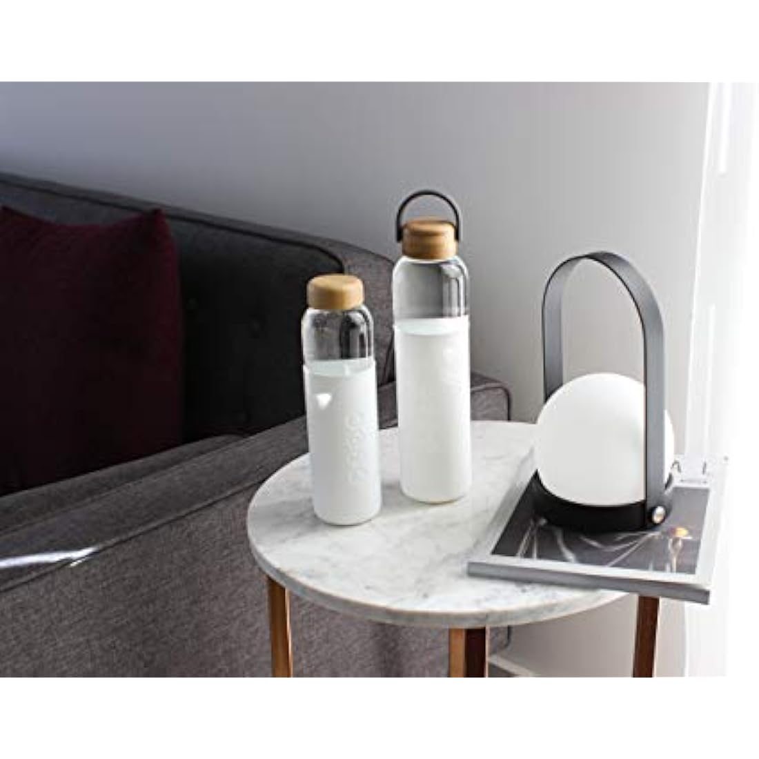 Soma Glass Water Bottle, Eco-Friendly Alternative (White, 24oz/740ml)