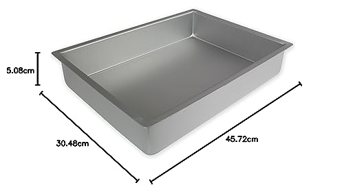 PME OBL12182 Oblong Cake Pan 12 x 18 x 2 Inches Deep, Aluminium, Silver, 12 x 18