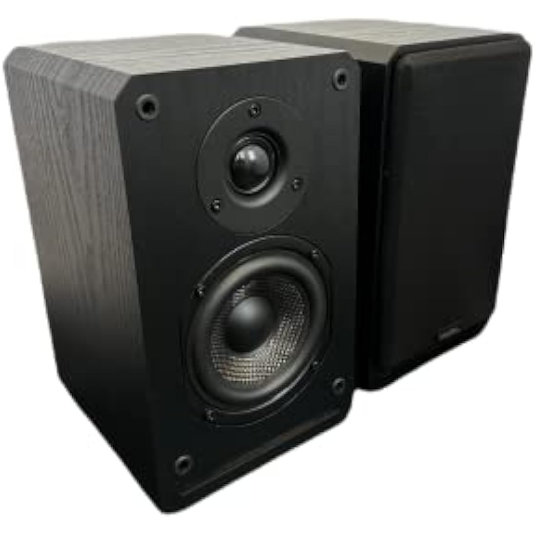 Roxel RBS-300 Passive Bookshelf Speaker, Black Wood Effect Cabinet with 4 inch Enhanced Carbon Fibre Woofer, 1 Inch Silk Dome Tweeter, Detailed and Refined Sound150W RMS (Black Wood)