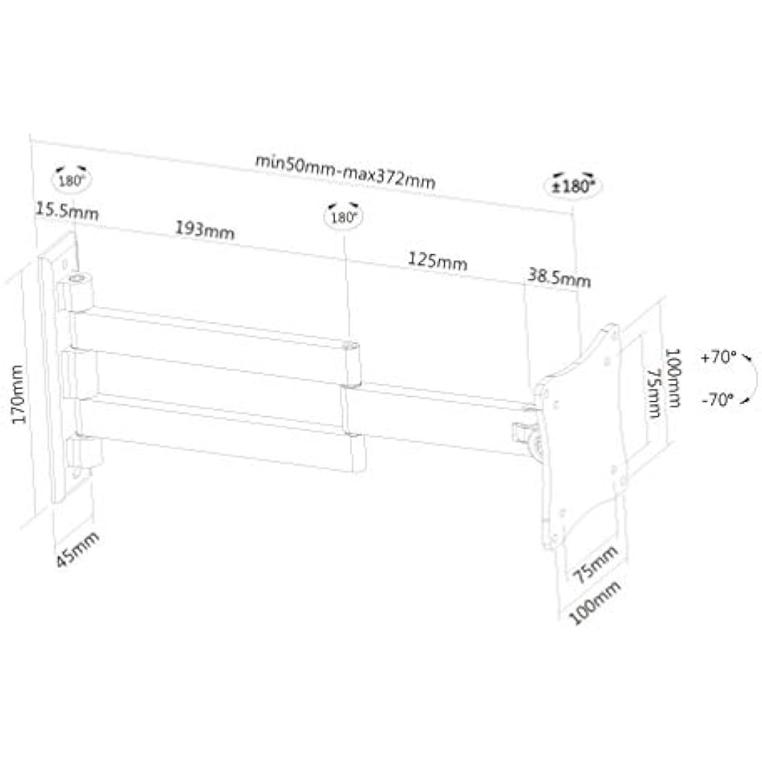 Newstar FPMA-W830BLACK TV/Monitor Wall Mount (Full Motion) for 10"-27" Screen - Black