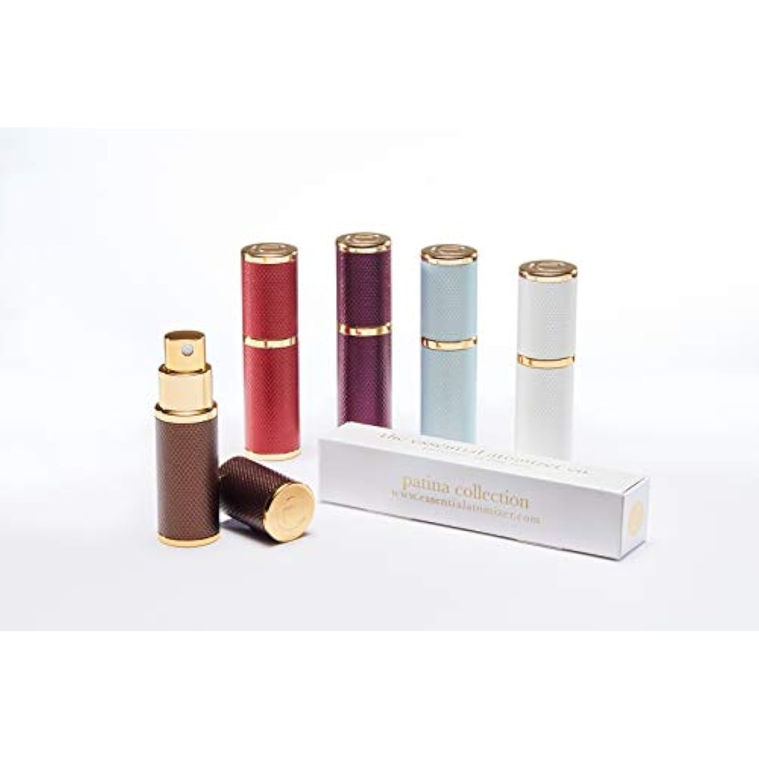 The Essential Atomizer Co. Patina 10ml refillable perfume atomiser with Gift Box. for handbag & travel. (SKY)